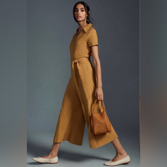 Anthropologie Maeve Faux Wrap Jumpsuit